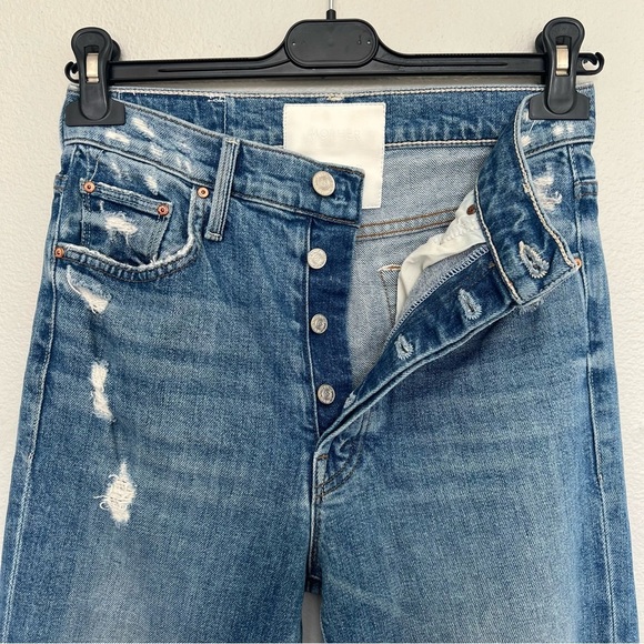 Mother Superior The Rambler Ankle Jeans - Distressed Medium Blue Wash - Size 26 - Picture 7 of 14